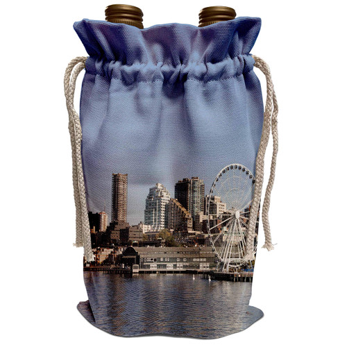 3dRose Danita Delimont - Seattle - Great Wheel, Pier 57, Seattle, Washington, USA - US48 CSL0350 - Charles Sleicher - Wine Bag (wbg_147830_1)