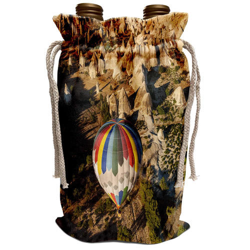 3dRose Danita Delimont - Ali Kabas - Hot Air Balloons - Aerial view of hot air balloons, Cappadocia, Central Anatolia, Turkey - Wine Bag (wbg_187064_1)
