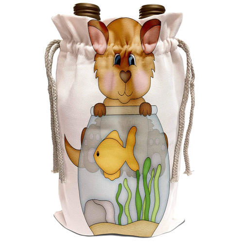 3dRose Anne Marie Baugh - Illustrations - Cute Brown Cat Looking In A Fishbowl Illustration - Wine Bag (wbg_211177_1) 3dRose Anne Marie Baugh - Illustrations - Cute Brown Cat Looking In A Fishbowl Illustration - Wine Bag (wbg_211177_1)