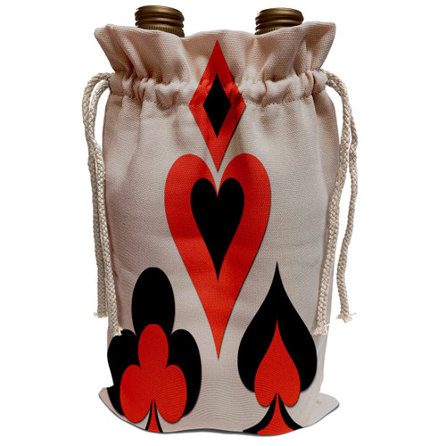 3dRose RinaPiro - Playing Cards - Playing cards. Heart. Diamond. Club. Spade. Cool design. Grey. Popular. - Wine Bag (wbg_218698_1)