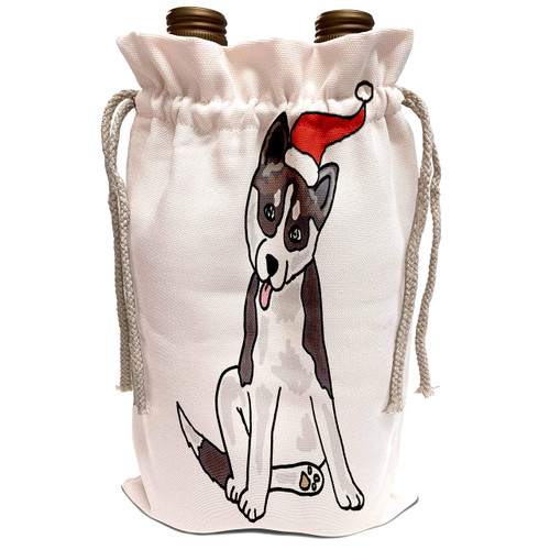 3dRose All Smiles Art Christmas - Funny Grey Siberian Husky Dog in Santa Hat Christmas Art - Wine Bag (wbg_220501_1) 3dRose All Smiles Art Christmas - Funny Grey Siberian Husky Dog in Santa Hat Christmas Art - Wine Bag (wbg_220501_1)