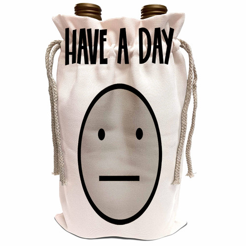 3dRose Cool Funny Have a Day Grey smiling Face with Neutral Smile - Wine Bags (wbg_351691_1) 3dRose Cool Funny Have a Day Grey smiling Face with Neutral Smile - Wine Bags (wbg_351691_1)