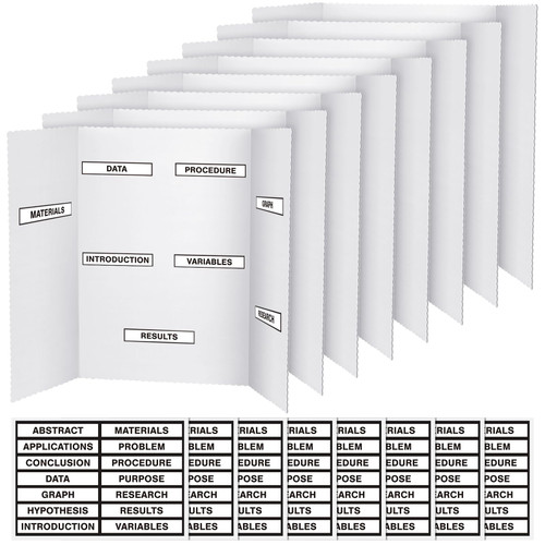 Crtiin 8 Pcs Trifold Poster Board Presentation Board 8 Sheets Self Adhesive Presentation Science Subtitles Science Fair Display Boards Foldable Paperboard for Business Projects (White, 36 x 24)