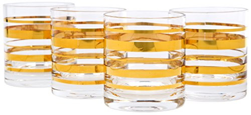 Posh Gold Bangle Double Old Fashioned 10 oz. Glass (Set of 4)