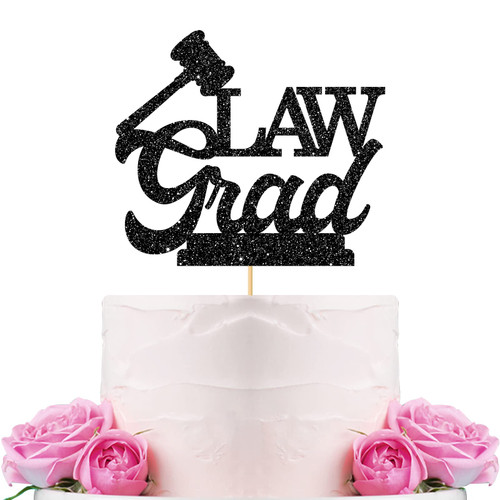 WeBenison Law Grad Cake Topper/Lawyer Graduation Cake Decorations/Farewell Party/Law School Graduation Party Decorations Supplies Black Glitter