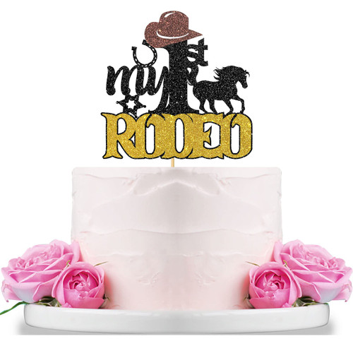 WeBenison My 1st Rodeo Cake Topper, Little Cowboy Cowgirl 1st Birthday Party/Baby Shower/Western Theme Birthday Party Decorations Black Glitter WeBenison My 1st Rodeo Cake Topper, Little Cowboy Cowgirl 1st Birthday Party/Baby Shower/Western Theme Birthday Party Decorations Black Glitter