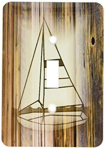 3dRose lsp_174003_1 Image of Sepia Sailboat on Wood Light Switch Cover