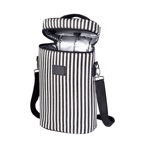 GIFORYA 2 Bottle Wine Bag, Wine Tote Carrier, Wine Cooler Bag for Picnic, Travel, BYOB Restaurant, Wine Gifts for Women, Stripe
