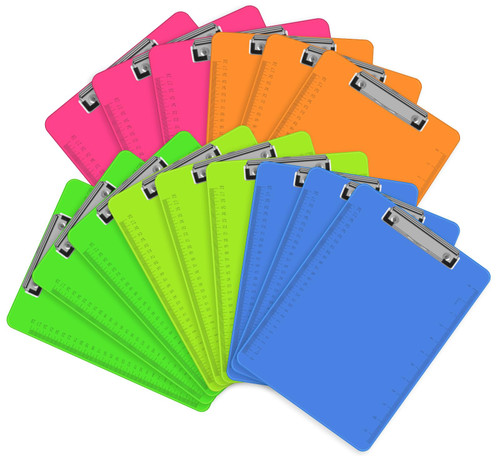 Clipboards, HERKKA 15 Pack Plastic Office Clipboards, Assorted Color Plastic Clipboards, Low Profile Clip Standard A4 Letter Size, Office Supplies Classroom Supplies