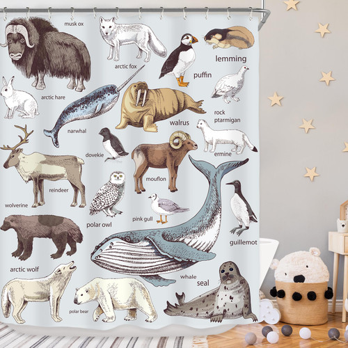 Riyidecor Kids Cartoon Shower Curtain for Bathroom Decor 60Wx72H Colorful Wild Animal Child Educational Funny Learning Teaching Words Cute Art Printed Fabric Polyester Waterproof 12 Pack Plastic Hooks Riyidecor Kids Cartoon Shower Curtain for Bathroom Decor 60Wx72H Colorful Wild Animal Child Educational Funny Learning Teaching Words Cute Art Printed Fabric Polyester Waterproof 12 Pack Plastic Hooks