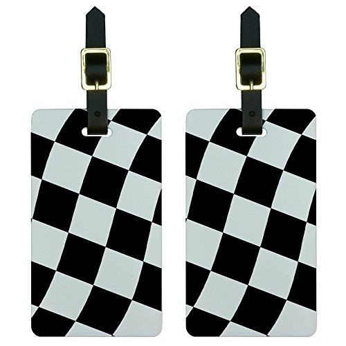 Graphics & More Checkered Racing Flag Luggage Tags Suitcase Carry-on Id, White