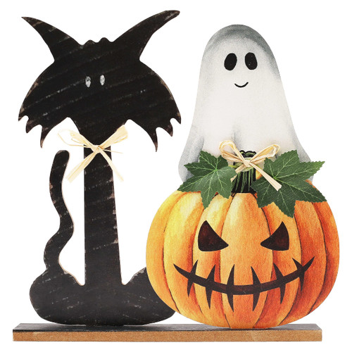 Halloween Decorations for Home Halloween Wooden Signs Rustic Farmhouse Ghost Pumpkin Table Signs Halloween Tiered Tray Decor Office Gift