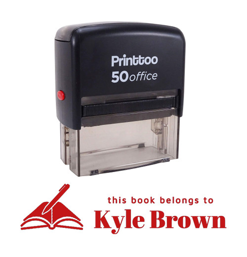 Printtoo Personalized Red Self Inking This Book Belongs to Custom Library Rubber Stamper-68 x 30 mm