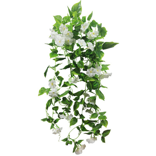 FERIAL Artificial Vines for Decoration with Flowers 2 Pcs Hanging Plants Silk Garland White Morning Glory Vine Artificial Plants Outdoors 15Feet Fake Vine Plants for Wedding Indoor Wall Fence Baskets