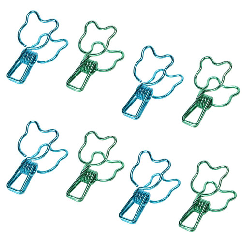 100pcs Binder Clips, Metal Wire Binder Clips, Office Supplier School Accessories,Binder Clips for Student Blue Green Cute Little Bear Shape Hollow Paper Clamps for Document