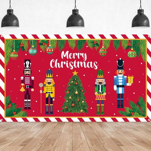 X1zuue Christmas Backdrop Banner Extra Large Merry Christmas Soldier Model Photo Booth Background Xmas Party Poster Decoration Supplies for Winter New Year Eve Birthday Props Photography Favors