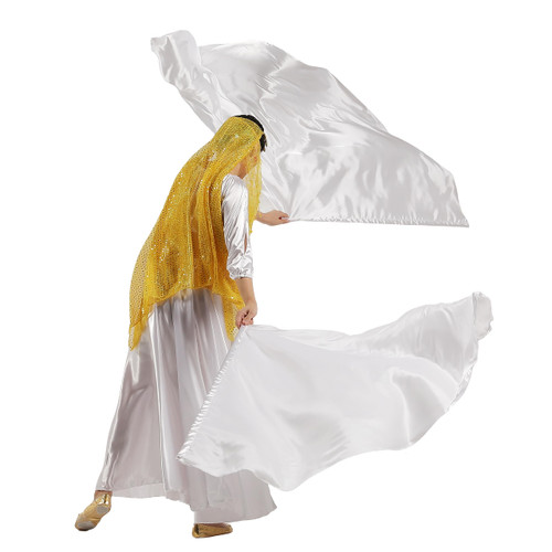 MUNAFIE Elliptic Worship Flags for Dance Praise Church Flags for Worship Banderas de Danza White