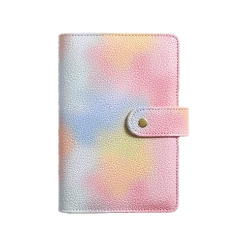 A6 Binder, PU Leather Notebook Binder, Pink Tone Pearl Personal Organizer Binder Cover, 6-Ring Wallet Binder with Snap Button Closure, Refillable Budget Journal Binder Folder (A6, Pink Tone)