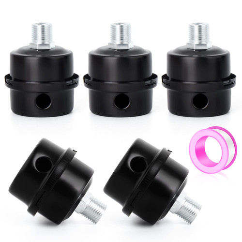 MEANLIN MEASURE 5PCS 1/4" 13mm Air Compressor Silencer Filter, Metal Air Compressor Intake Filter Sound Muffler Silencer, Air compressor Filter Replacement Parts
