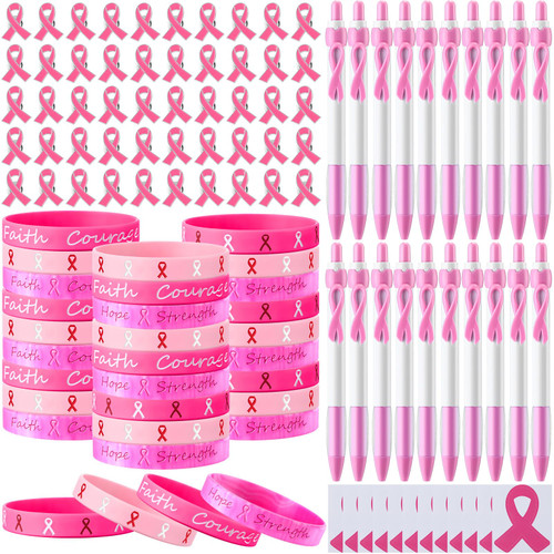 Sherr 250 Pcs Breast Cancer Awareness Accessories Include Pink Ribbon Retractable Pens Breast Cancer Pens Breast Cancer Awareness Bracelets Pink Ribbon Pins Ribbon Stickers for Women Girls Sherr 250 Pcs Breast Cancer Awareness Accessories Include Pink Ribbon Retractable Pens Breast Cancer Pens Breast Cancer Awareness Bracelets Pink Ribbon Pins Ribbon Stickers for Women Girls