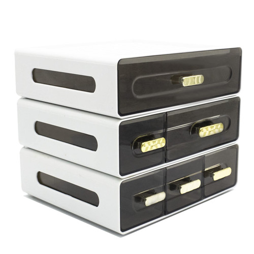 Zyners 3 Packs Stackable Desk Organizer Drawers, Makeup Organizer Drawer, Plastic Desk Storage Drawer, Desk Organizer with 6 Drawers for Office, Home, Dressing Table, School(White)