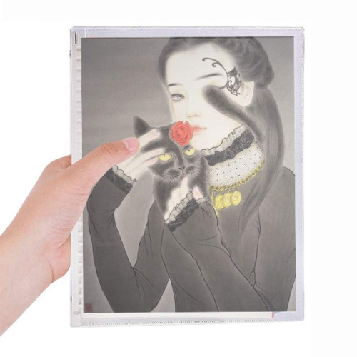 Beauty Black Cat Chinese Style Watercolor Notebook Loose Leaf Diary Refillable Journal Stationery
