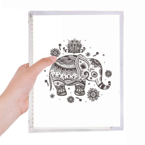 Nation Elephant Flower Black Blue Animal Notebook Loose Leaf Diary Refillable Journal Stationery