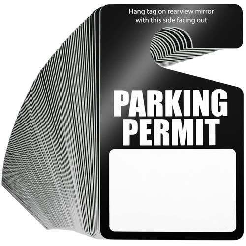 100 Pack Parking Permit Hang Tags Plastic Parking Placards PVC Hang Tag 3 x 5 Inch for Car Rear View Mirror (Black)