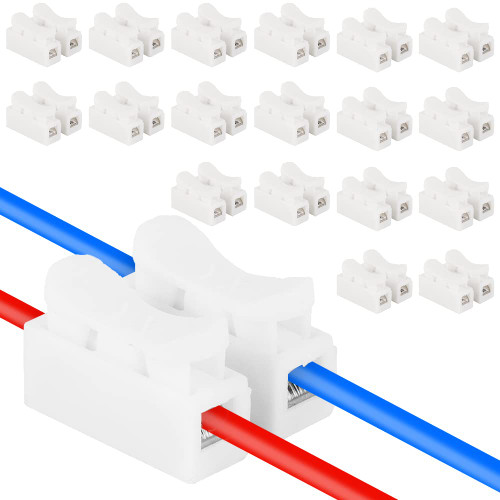 Watris Veiyi 100PCS 2 Pin Spring Loaded Electrical Quick Connectors, 10A 220V Push Quick Wire Cable Connector, White Wiring Terminal for Lighting Electrical and Automotive Wiring Electricity