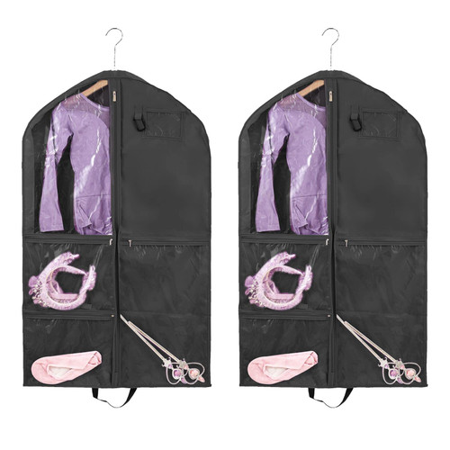 2 Pack Garment Bags For Travel Hanging Clothes,40inch Dance Bag,Dance Garment Bags For Dancers,Garment Bags For Dance Costumes,Dance Competition Essentials,Dance Costume Garment bag For Kids Girls.