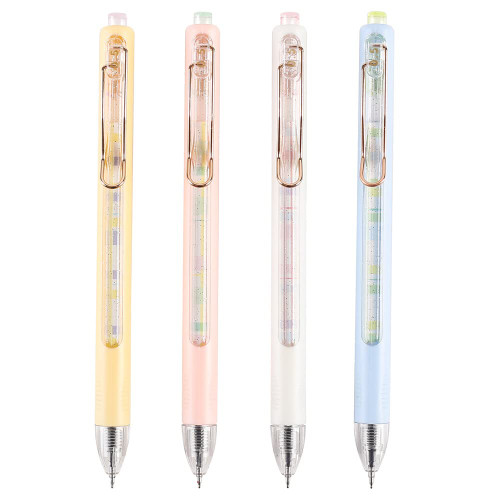 Ipienlee Retractable Gel Pens Cute Creative Gel Ink Rollerball Pen Set 0.5mm Black Ink Fine Point Writing Pens Smooth Writing Aesthetic Pens for Home School Office Supplies 4 Count