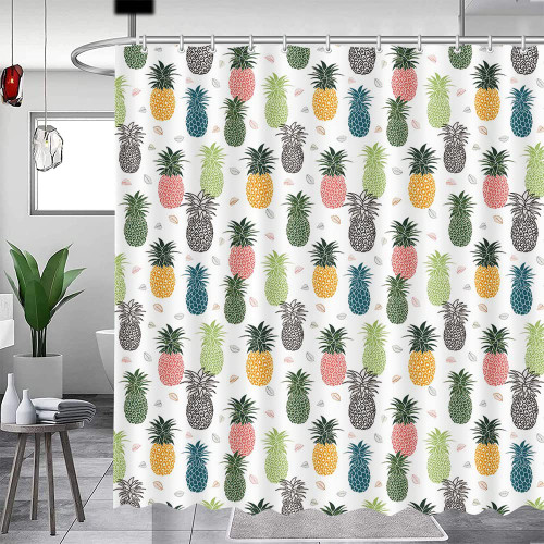 MEHOFOND Pineapple Shower Curtains for Bathroom Colorful Pineapple Tropical Leaves Bathroom Decor Summer Cute Fruit Shower Curtain Washable Durable Fabric 72x72 in