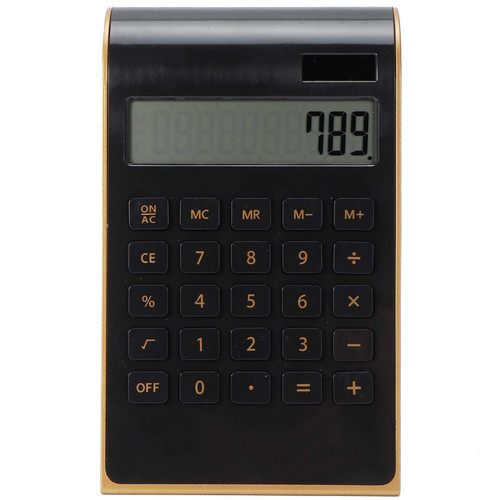 Ultra Thin Solar Power Calculator,Portable 10 Digits Calculator, Tilted LCD Display Desk Calculators, Digits LCD Display Calculator for Home Office Business (Black)