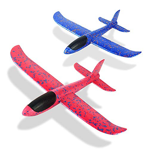 Foam Aircraft Model Hand Launch Glider Plane Soft Foam Airplane Throw Airplane Outdoor Sports Toys for Kids Gift 2 Pack