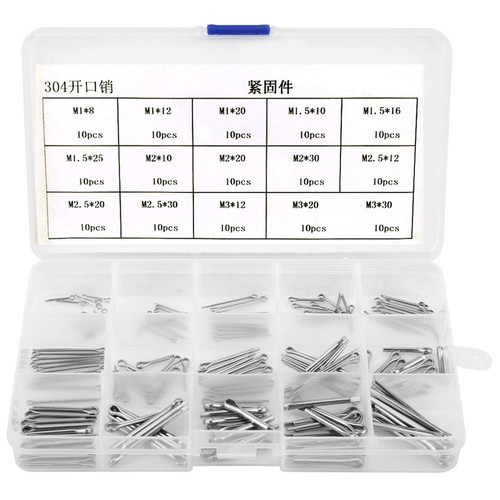 Split Cotter Pin kit,150Pcs 15 Kinds 304 Stainless Steel Split Cotter Pins Kit M1 M3 Split Cotter Clip Pins Assortment kit Fastener Fitting Pin Hairpin for Automotive Mechanics Engine Repair