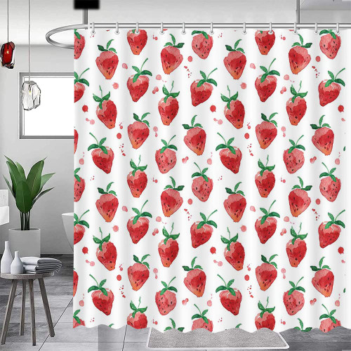 MEHOFOND Strawberry Shower Curtains for Bathroom Strawberry Bathroom Decors Summer Cute Fruit Shower Curtain Washable Durable Fabric 72x72 in