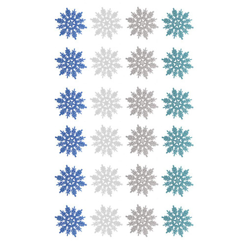 BESTOYARD Winter Table Decor 24pcs Christmas Snowflake Ornaments Xmas Tree Hanging Glitter Snowflake Decoration for Xmas Holiday Party Wall Decoration