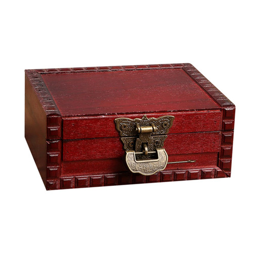 Holibanna Box Jewelery Organzer Keepsake Treasure Box Travel Jewelry Boxes Wooden Treasure Chest Box Wooden Storage Box Vintage Jewelry Retro Jewelry Organizer Jewelry Case Wood, Alloy Girl