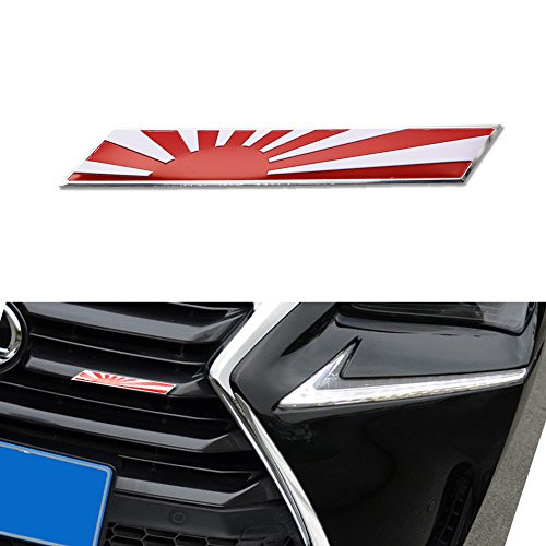 GTINTHEBOX 3D Aluminum Plate JDM Japanese Flag Rising Sun Emblem Badge Sticker For Japanese Car SUV Front Grille, Side Fenders, Trunk, Dashboard Steering Wheel, Interior Decoration, etc