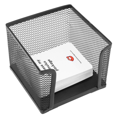 Mesh Memo Pad Holder Sticky Note Box Desk Office Business Metal Mesh Black Note Block Card Stand Organizer 3.1x4.1in