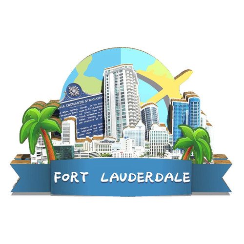 USA Fort Lauderdale Magnet Fridge Magnet Wooden 3D Landmarks Travel Collectible Souvenirs Decoration Handmade2