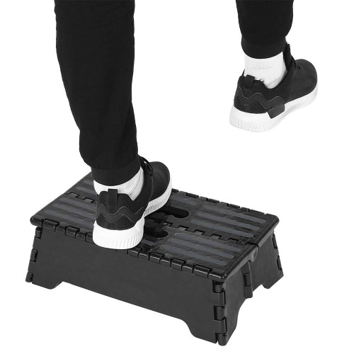 ZJchao Folding Step Stool, Portable Step Ladder Half Step Ladder Foot Step Stool for Elderly Pregnant Bathroom Travel Use Adults, Kitchen Garden Bathroom Stepping Stool Foldable Stool(Black)