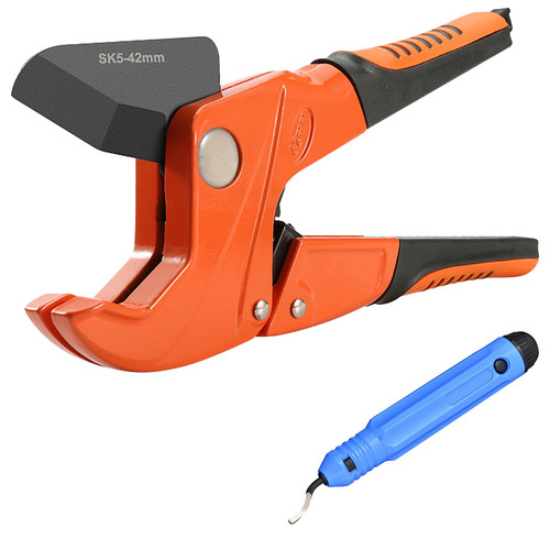 Pvc Pipe Cutter, Cuts up to 1-5/8", Ratcheting Pvc Pipe Cutter Tool, Heavy-Duty Pvc Cutter, Sk5 Blade Pvc Cutter Tool for Cutting Pex, Pvc, Ppr Plastic Hoses and Plumbing Pipe