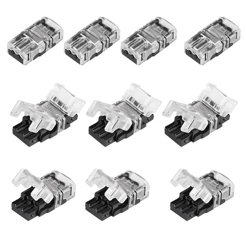 SUPERNIGHT 2 Pin LED Connector 10 Pcs for Non-Waterproof 10mm 5050 5630 Single Color LED Strip Lights, Strip to Wire Quick Connection Without Stripping Wire