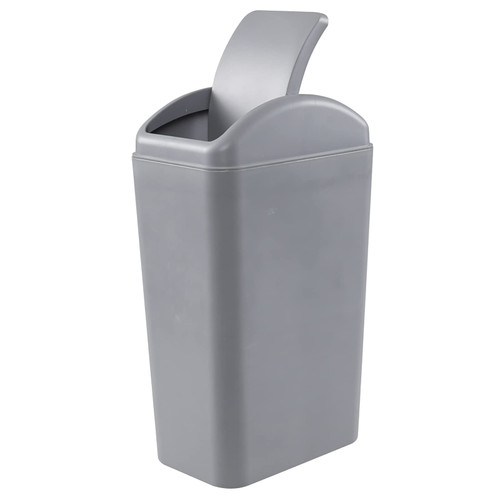 Yesdate 3.5 Gallon Trash Can with Swing-Top Lid, Plastic Garbage Can, Grey, F