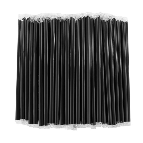 RENYIH 100 Pcs Black Boba Straws Jumbo Smoothie Straws,Individually Wrapped Disposable Plastic Large Wide-mouthed Milkshake Drinking Straws(0.43" Wide X 9.45" Long)