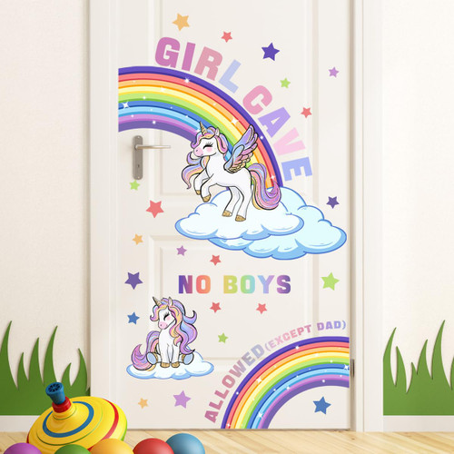 Unicorn Wall Decals for Nursery Room Cute Unicorn Door Sticker Star Cloud Peel and Stick Rainbow Wall Decals Stickers for Girls Kids Rooms Bedroom Wardrobe Door Nursery Decoration Unicorn Wall Decals for Nursery Room Cute Unicorn Door Sticker Star Cloud Peel and Stick Rainbow Wall Decals Stickers for Girls Kids Rooms Bedroom Wardrobe Door Nursery Decoration