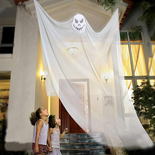 Halloween Hanging Ghost Prop Hanging Skeleton Flying Ghost, Halloween Hanging Decorations for Yard Outdoor Indoor Party Bar, 3.3m/10.8ft Long (White)