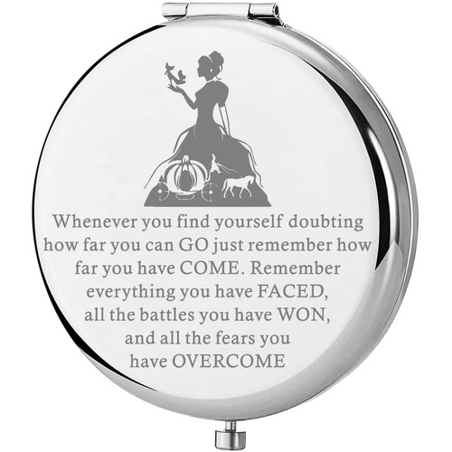 Lywjyb Birdgot Movie Inspired Gift Fairy Tale Makeup Mirror Inspirational Compact Makeup Mirror for Her (Cinder Mirr Whenever)