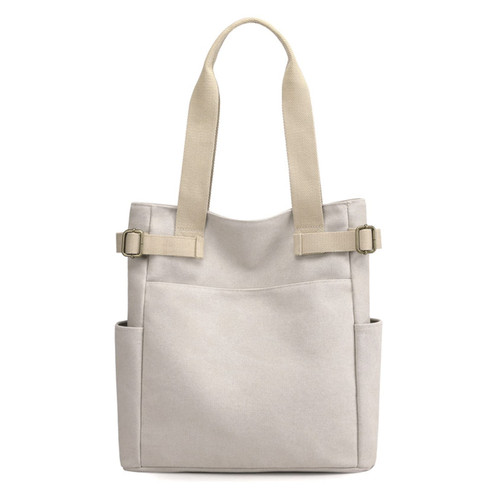 Women Canvas Tote Bag Large With Zippered Closure School ToTe Beach Work Travel Shoulder Bags (Grey)